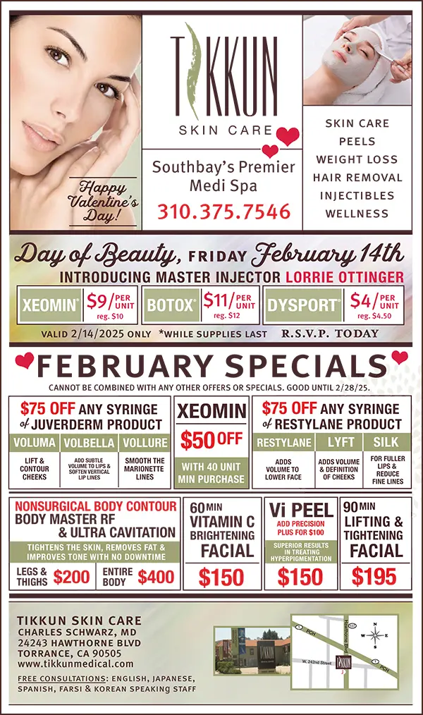 Tikkun Skin Care Feb Specials. Please call for details.