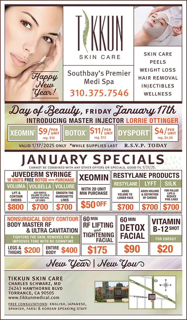 Happy New Year! Tikkun Skin Care Jan Specials.Please call for details.