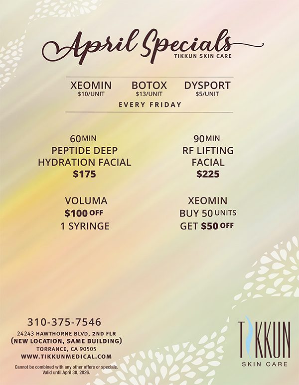 Tikkun Skin Care April Specials